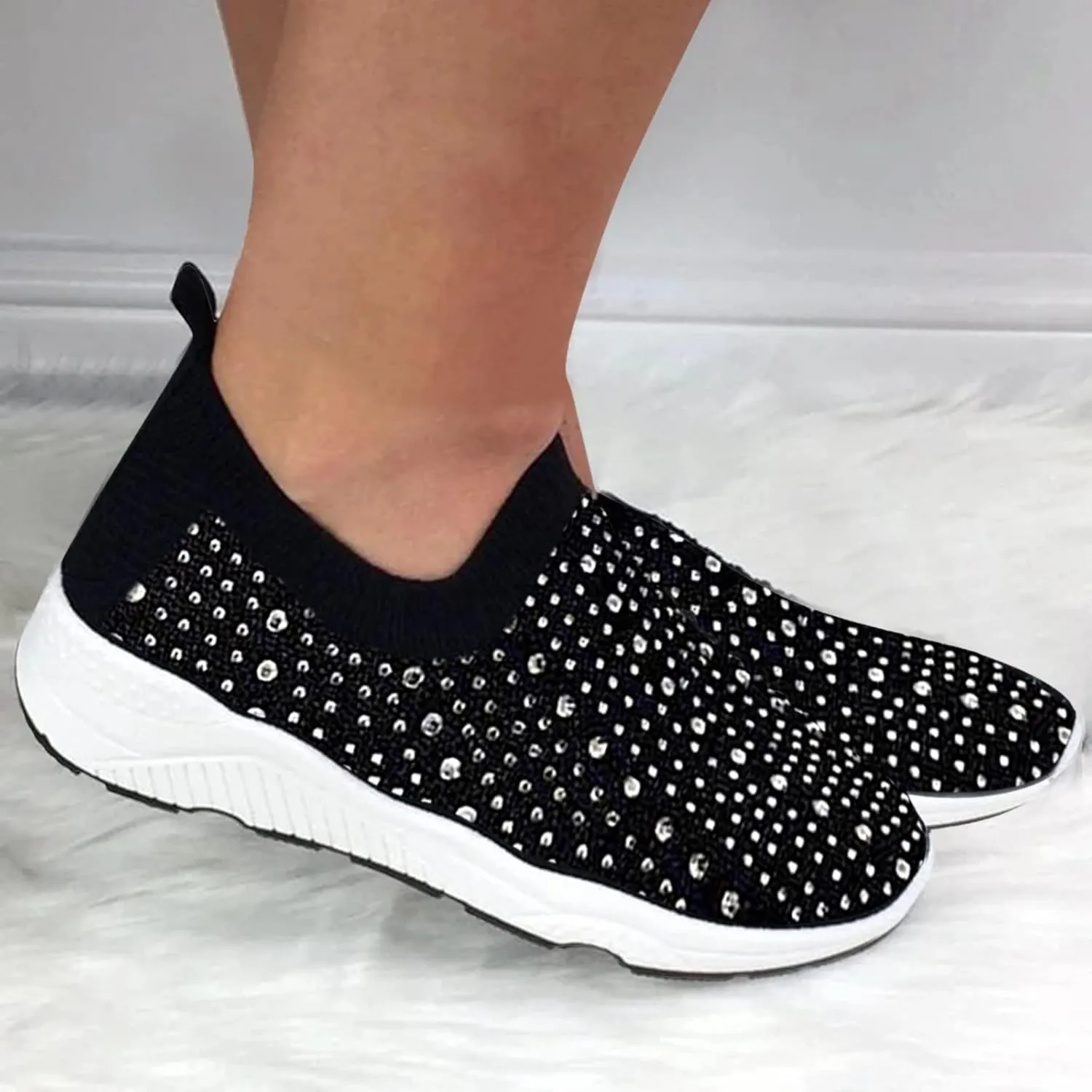 Women's Running Shoes All Black Slip On Walking Shoes for Women Wide Black and White Gym Shoes Women Womens High Top Sneakers Zapatos Antiderrapantes para Cocina De Mujer