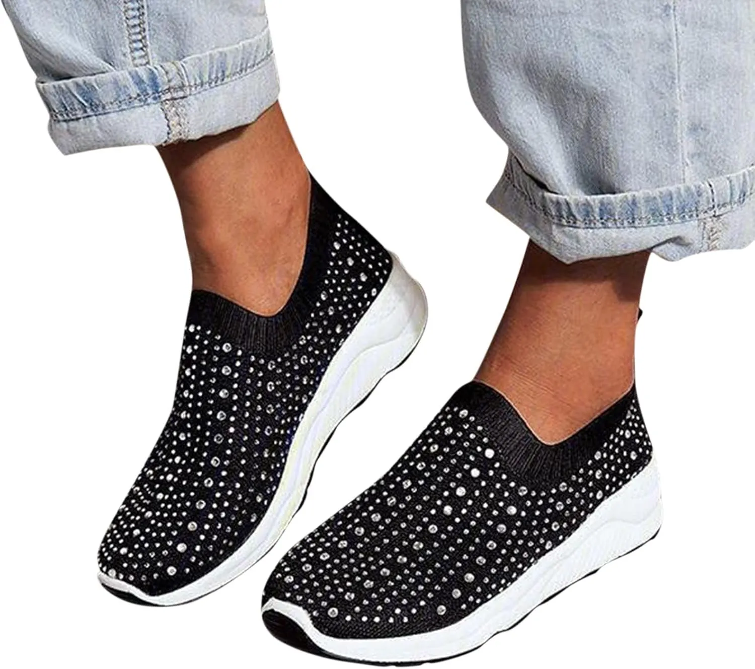 Women's Running Shoes All Black Slip On Walking Shoes for Women Wide Black and White Gym Shoes Women Womens High Top Sneakers Zapatos Antiderrapantes para Cocina De Mujer