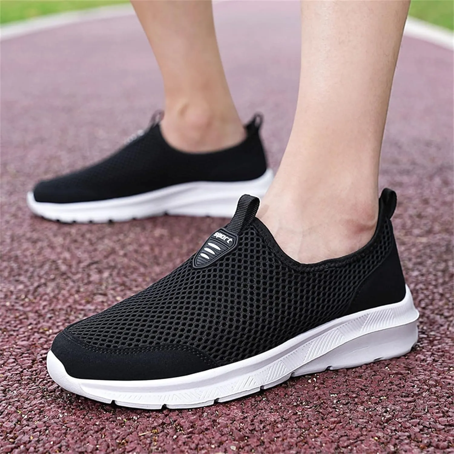 Women's Slip On Sneakers Lightweight Breathable Running Shoes for Men Dressy Woman Shoes Casual Black Sneakers Steel Toe Tennis Shoe Trainers Shoe
