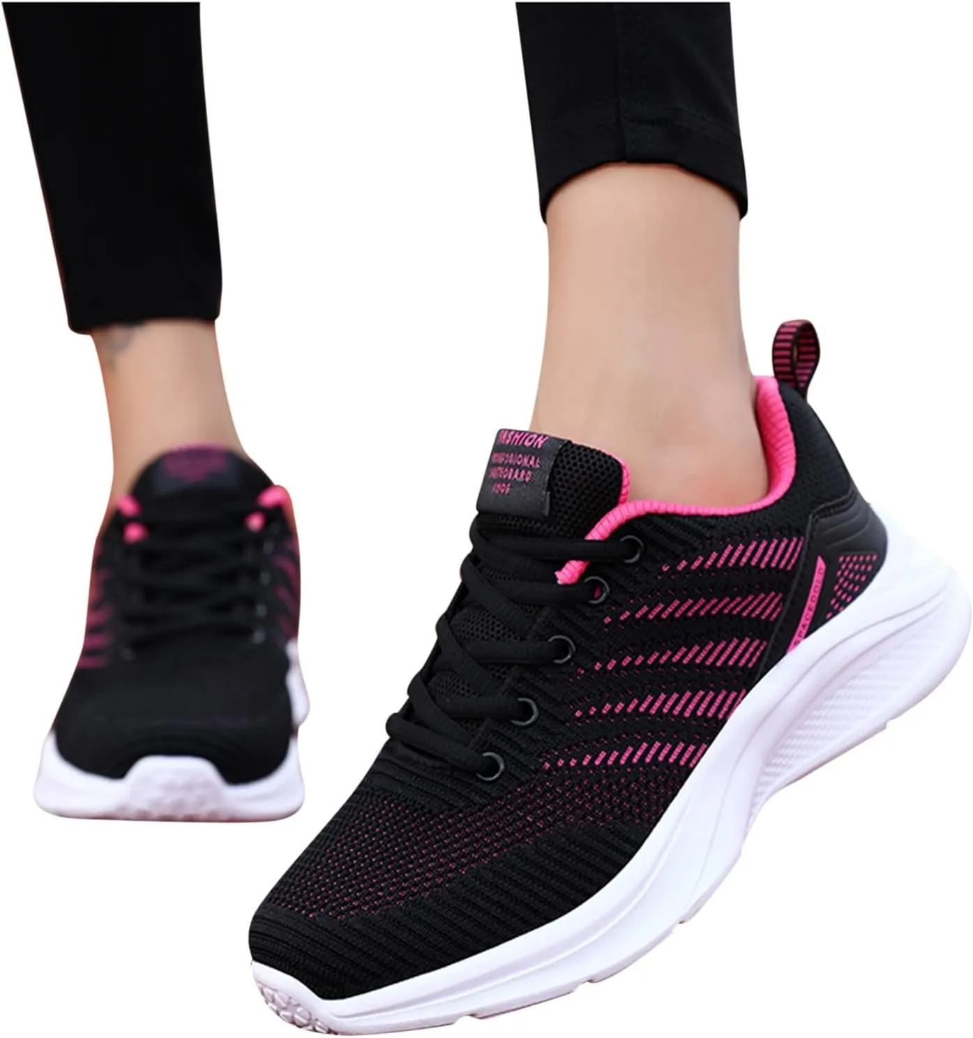 Womens Slip On Tennis Shoes Sneakers for Women Lace Up Walking Shoes Lightweight Breathable Slip On Running Shoes