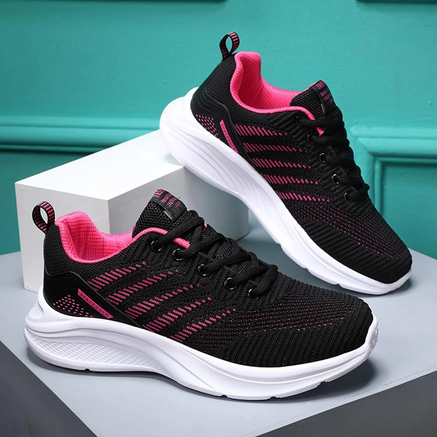 Womens Slip On Tennis Shoes Sneakers for Women Lace Up Walking Shoes Lightweight Breathable Slip On Running Shoes