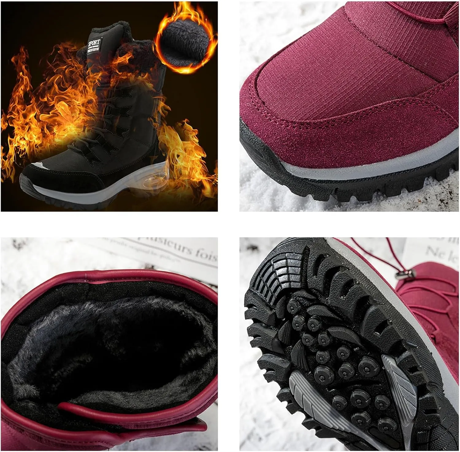 Womens Snow Boots Waterproof Insulated,Outdoor High Top Cold-Weather Warm Winter Shoes for Women Fashion,Comfortable Hiking Fur Lined Ladies Winter Boots