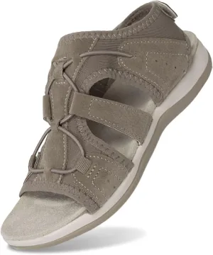 Women's Wedge Heel With Arch Support Low Top Round Toe Casual Sandals For Hiking Outdoor Walking Summer Platform Athletic Shoes Women