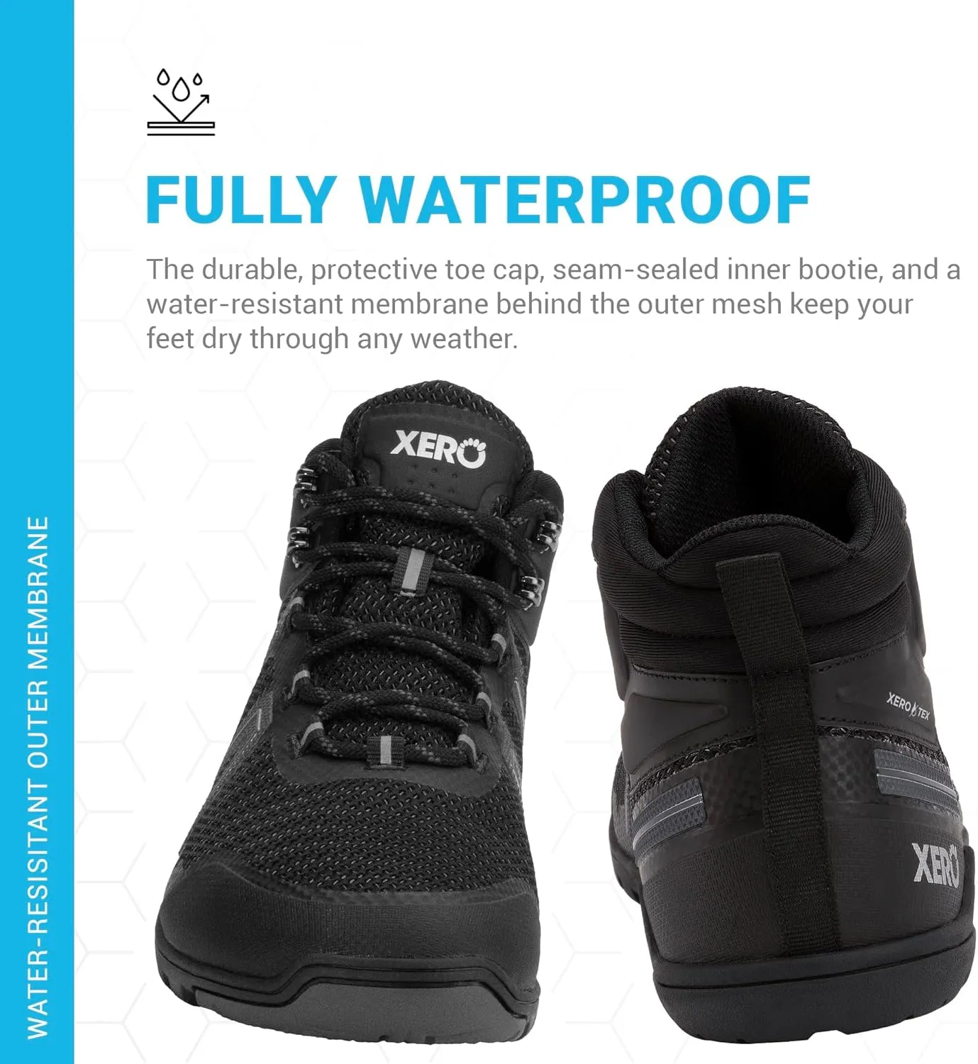 Xero Shoes Barefoot Hiking Shoes for Men | Xcursion Fusion Waterproof Hiking Boots | Zero Drop Shoes for Men, Wide Toe Box, Minimalist