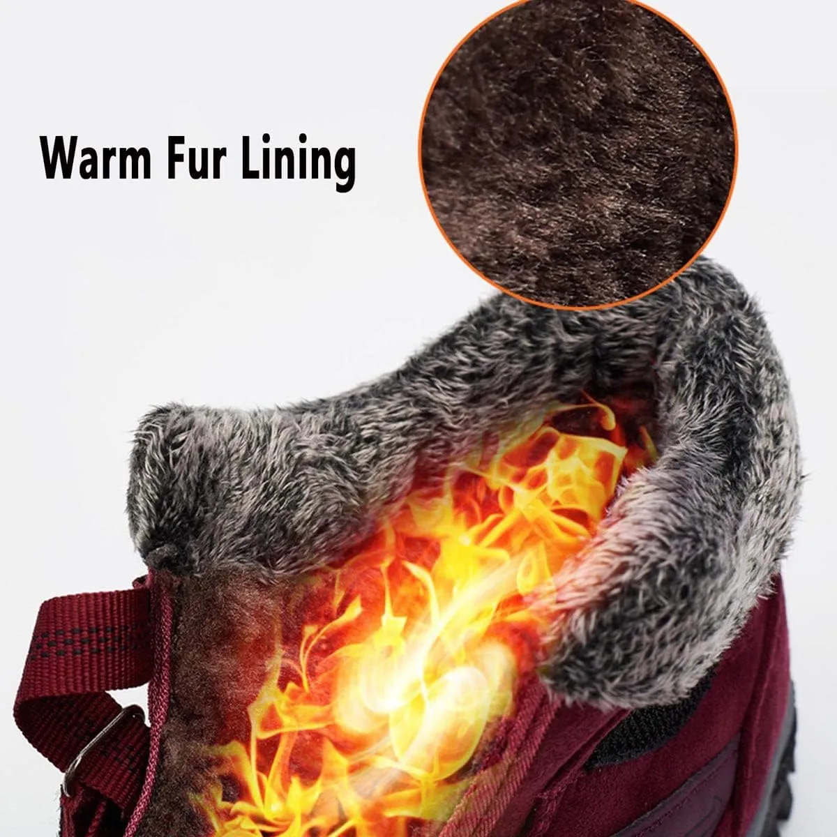 YUKTOPA Women's Winter Thermal Villi Leather Platform Fashion high top Boots Warm Fur Lined Snow Boots Hook Loop Ankle Booties Outdoor Walking Shoes Non-Slip Hiking Shoes
