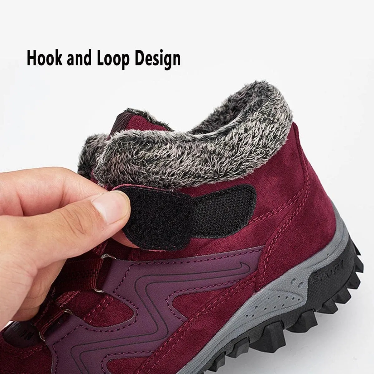 YUKTOPA Women's Winter Thermal Villi Leather Platform Fashion high top Boots Warm Fur Lined Snow Boots Hook Loop Ankle Booties Outdoor Walking Shoes Non-Slip Hiking Shoes
